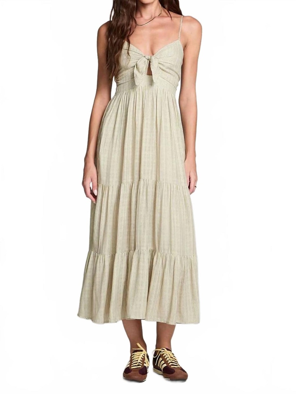 Saltwater Luxe Tank Midi Dress In Fern Stripe Size XS